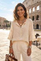 EMBROIDERED BUTTON DETAIL BLOUSE