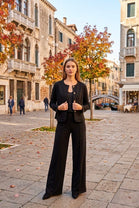 BUTTON-UP JACKET AND WIDE LEG TROUSER SET