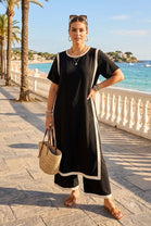 CONTRAST TRIM TUNIC LOUNGE SET
