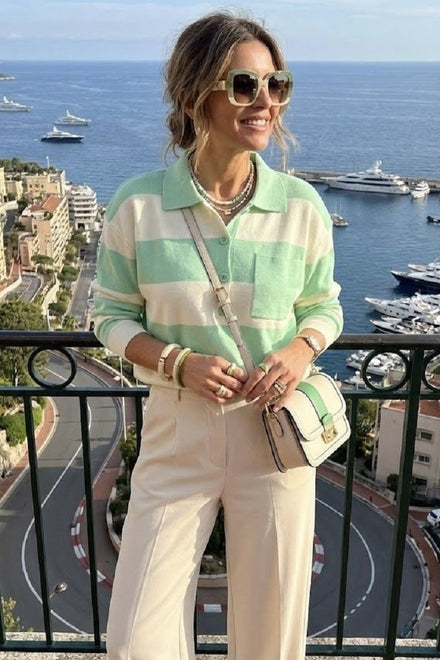 STRIPE KNIT POLO SHIRT