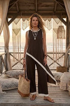 CONTRAST TRIM ASYMMETRIC TOP LOUNGE SET