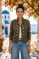 SUEDE GOLD BUTTON JACKET