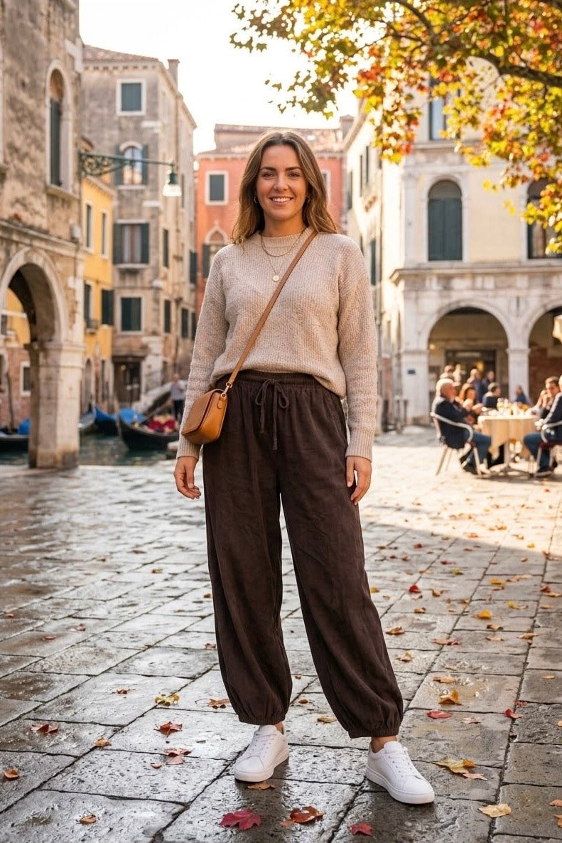 CORDUROY HAREM DRAWSTRING TROUSER