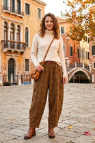 CORDUROY CHECKERED BALLOON TROUSER