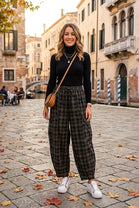 CORDUROY CHECKERED BALLOON TROUSER