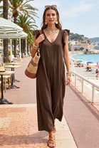 FLUTTER SLEEVE WIDE LEG JUMPSUIT