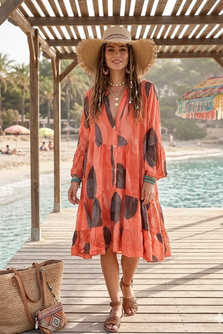 TIERED BOHO SMOCK DRESS