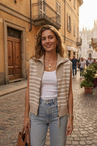 STRIPE ZIP WAIST COAT