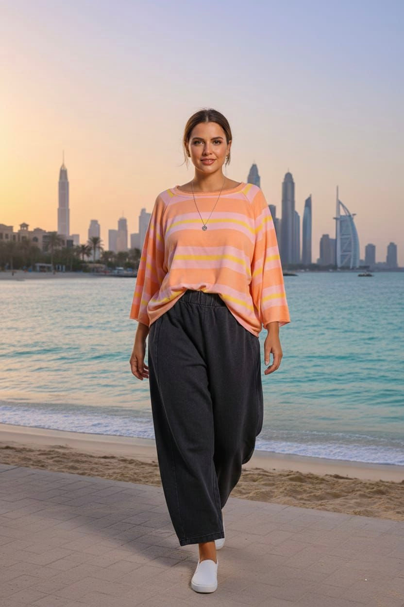 COLOUR STRIPPED OVERSIZED SWEAT