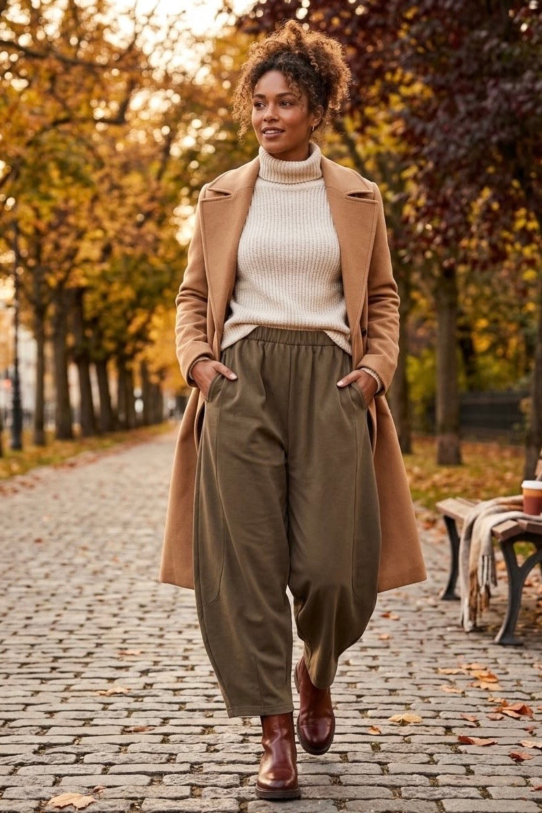ELASTICATED BARREL TROUSER