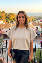 FAUX LEATHER TEXTURED OVERSIZED TOP