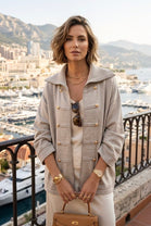 COLLAR NECK ZIP-UP MILITARY JACKET