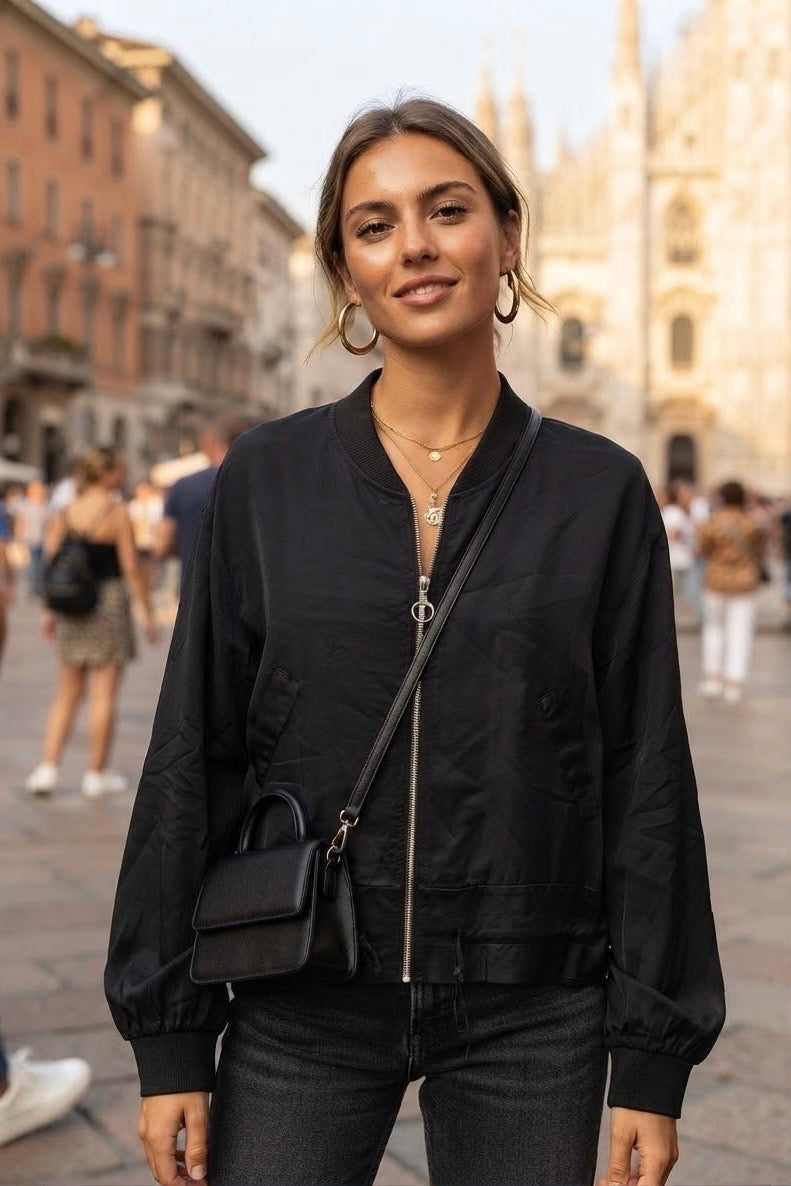 LIGHTWEIGHT SATIN BOMBER JACKET