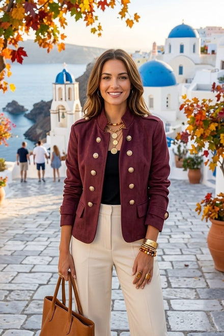 SUEDE GOLD BUTTON JACKET
