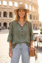 EMBROIDERED BUTTON DETAIL BLOUSE