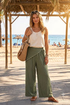 DETACHABLE STUD SCARF WIDE-LEG TROUSER