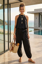 HALTERNECK BUBBLE HEM TOP LOUNGE SET