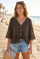 EMBROIDERY FLORAL LACE CROCHET CARDIGAN