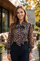 PUSSY-BOW BAMBI PRINT BLOUSE