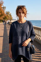 LACE PANEL OVERSIZED SWEATSHIRT