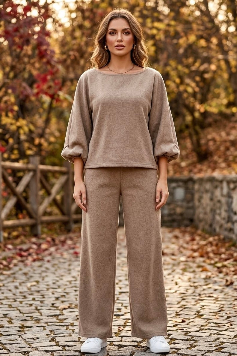 KNIT BALLOON SLEEVE LOUNGE SET