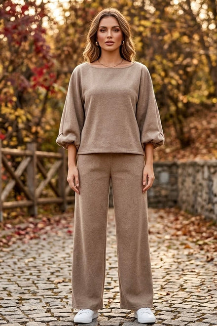 KNIT BALLOON SLEEVE LOUNGE SET