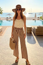 VERTICAL STRIPE SELF TIE  BOW BELT TROUSER
