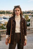 COLLAR NECK ZIP-UP MILITARY JACKET