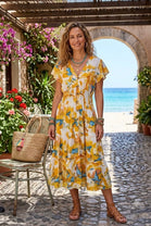 PRINTED BUTTON V-NECK DRESS(MIXED COLOUR PACK)