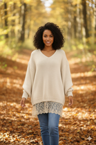 MESH BOTTOM KNIT JUMPER