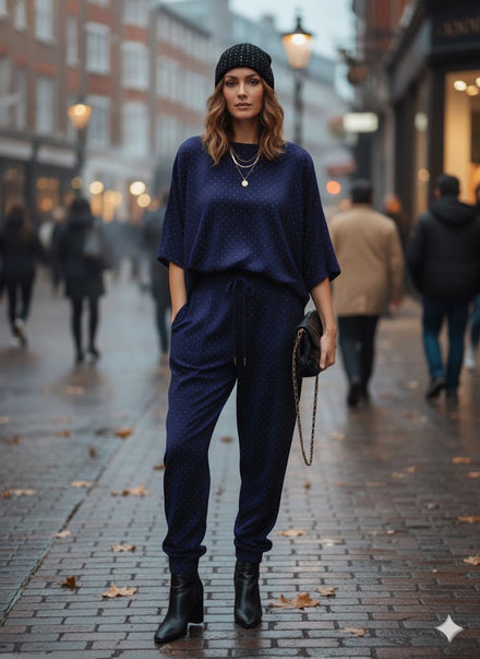 RHEINSTONE CARROT SEAM LOUGE SET