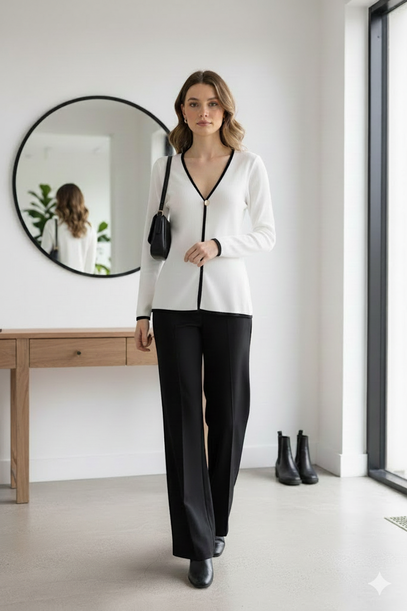 2TONE GOLD BUTTON CARDIGAN