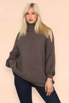 COLD SHOULDER ROLL NECK JUMPER (8199971045624)