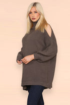 COLD SHOULDER ROLL NECK JUMPER (8199971045624)