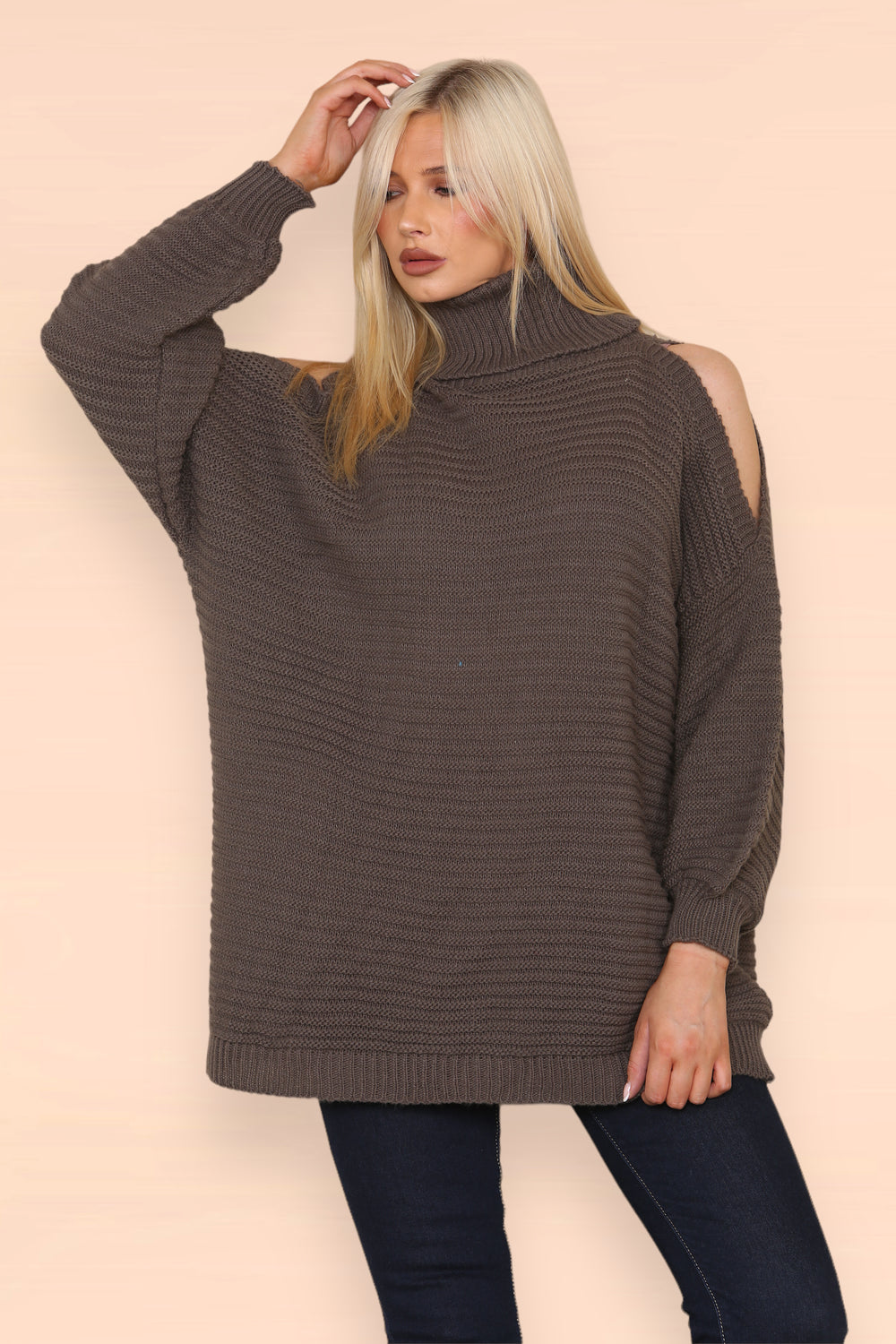 COLD SHOULDER ROLL NECK JUMPER (8199971045624)