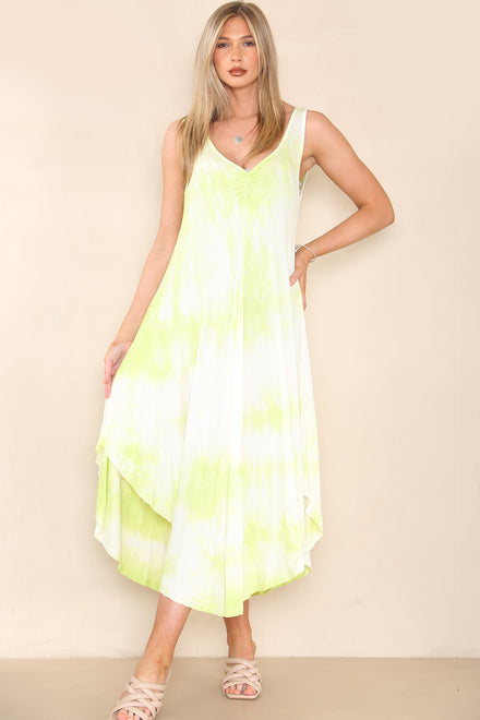 FRONT RUCHED DYED DRESS (8027090747640)