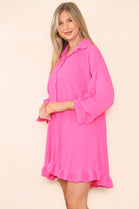 GOLD BUTTON PLEATED LONG SLEEVE OVERSIZED SHIRT (8027076985080)
