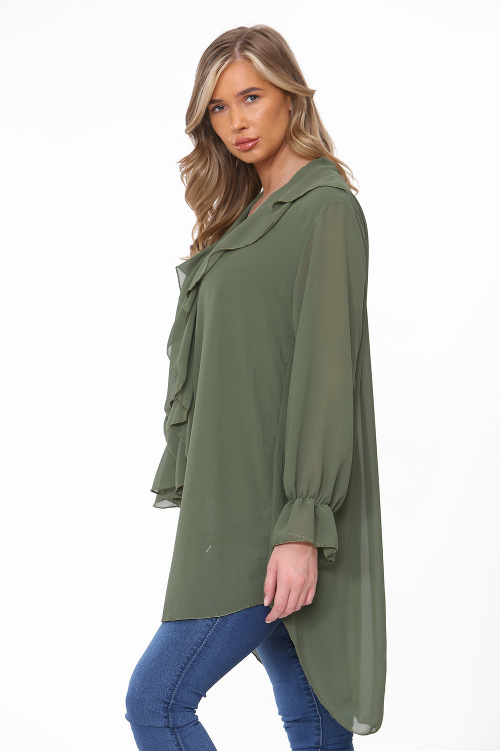 RUFFLED BUTTON DOWN BLOUSE (7783806009592) (7814539215096) (8028733767928)