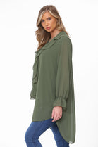 RUFFLED BUTTON DOWN BLOUSE (7783806009592) (7814539215096) (8028733767928)