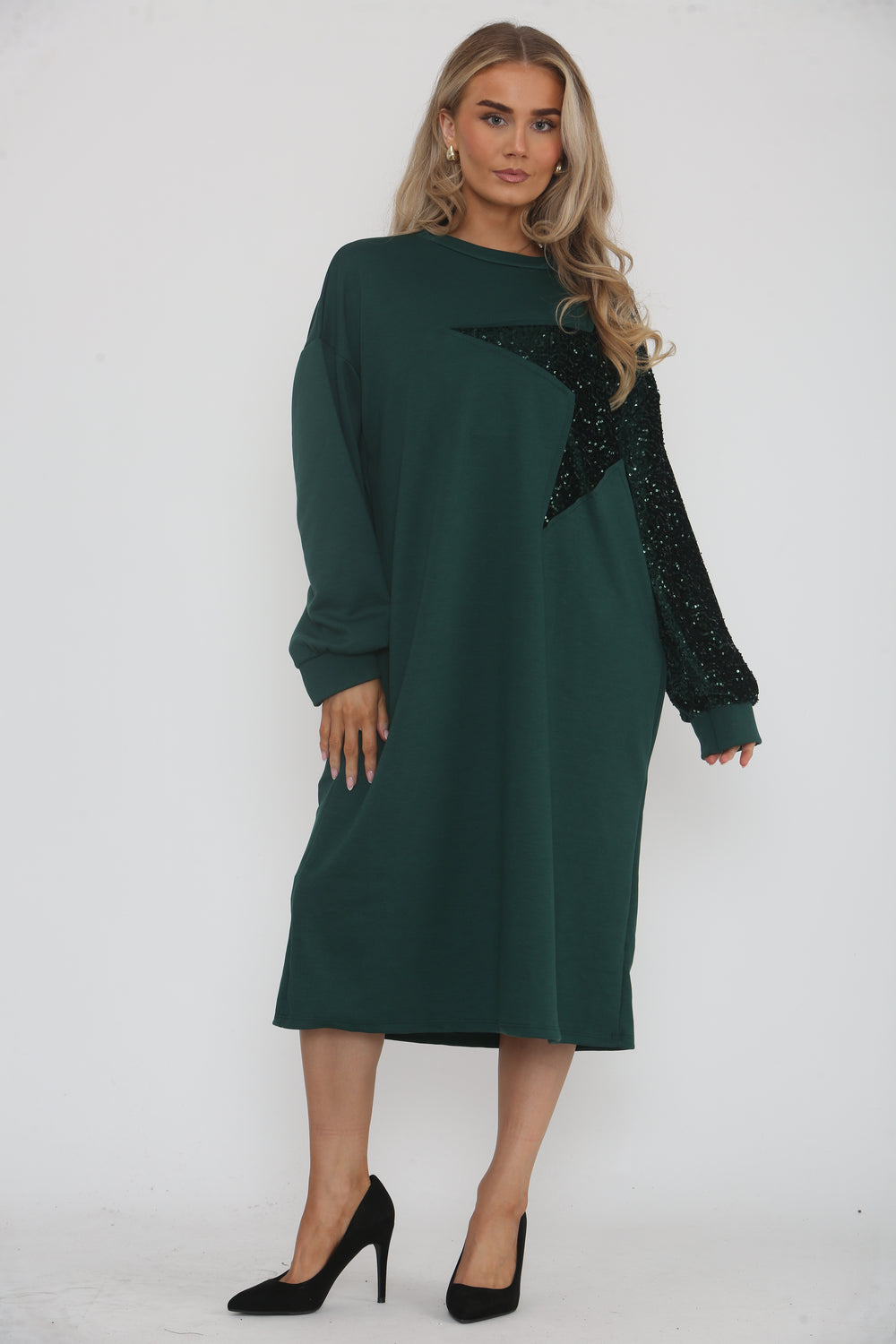 SEQUIN STAR SWEAT DRESS