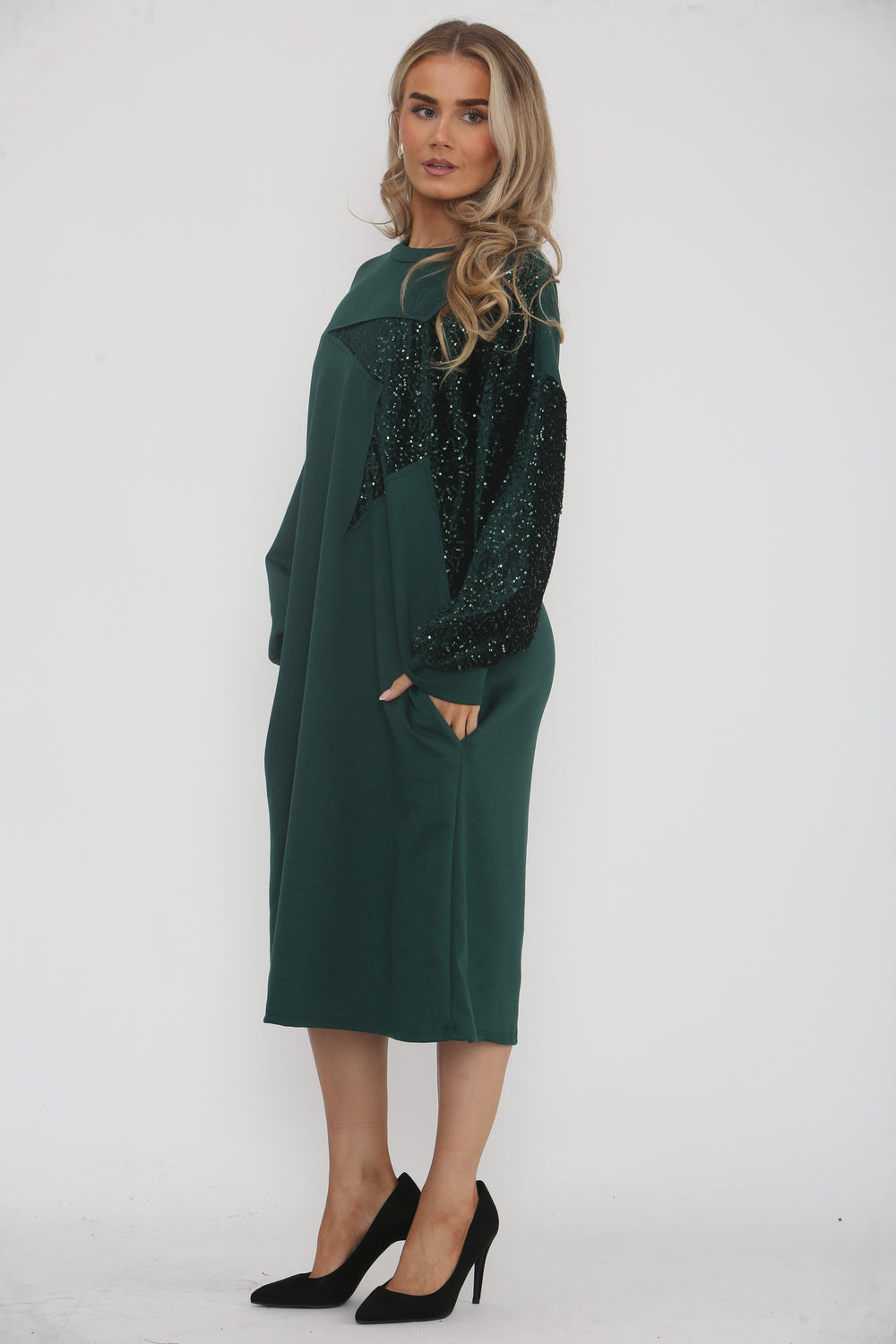 SEQUIN STAR SWEAT DRESS