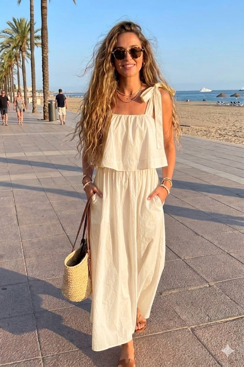 TWO PIECE TIE SHOULDER MAXI DRESS