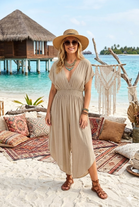 CRINKLE BACK TIE  V-NECK JUMPSUIT
