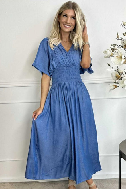 GATHERED WAIST DENIM MAXI (8590810939640) (15115673698688) (15123554828672) (15134118281600) (15142077661568)