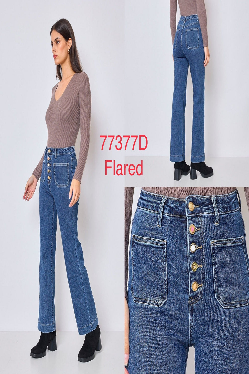 GOLD BUTTON DENIM JEANS