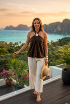 HALTER NECK STONE DETAIL TOP