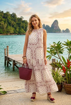 BANDANA PRINT RUFFLE NECK MAXI