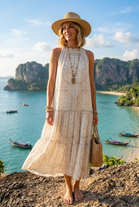 BANDANA PRINT RUFFLE NECK MAXI