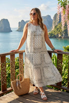 BANDANA PRINT RUFFLE NECK MAXI