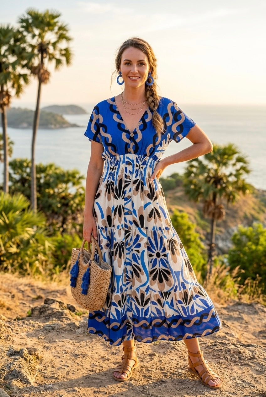 PRINTED V-NECK MAXI(MIXED COLOUR PACK)